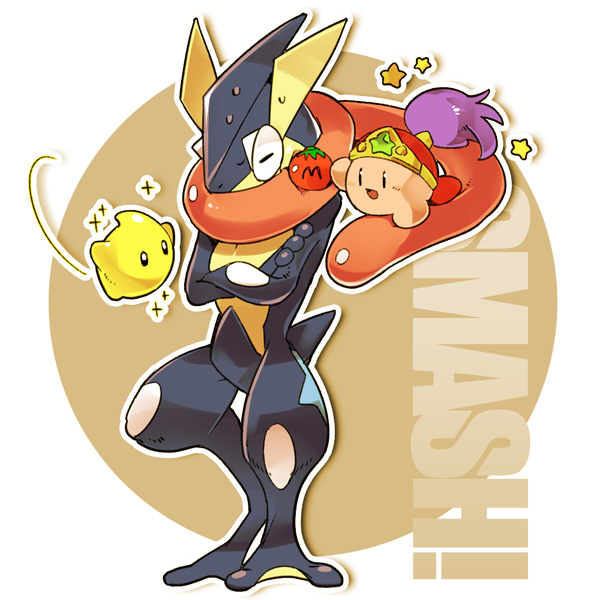 kirby, luma, and greninja (pokemon and 3 more) drawn by tetori