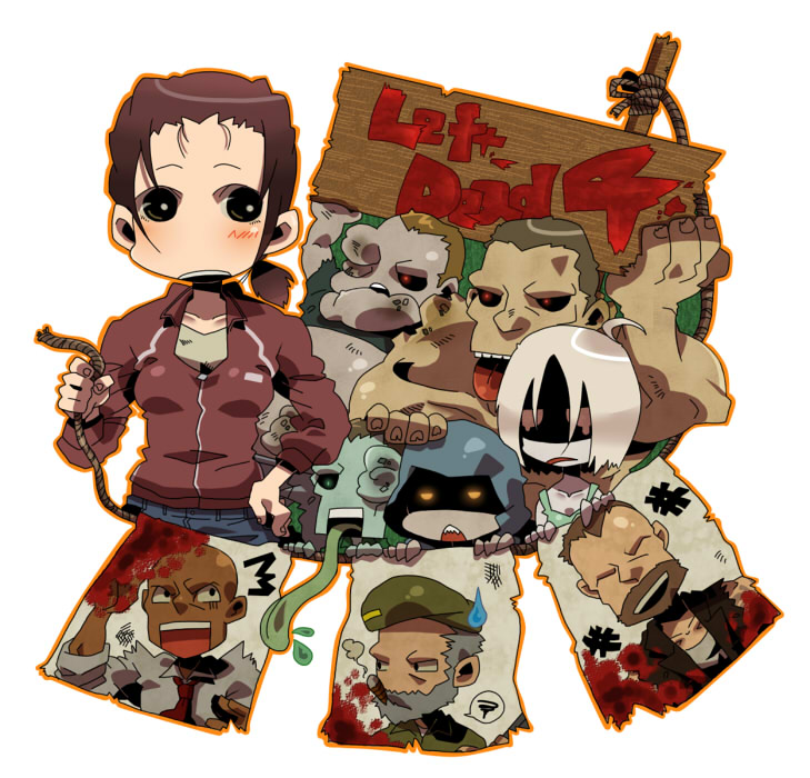 zoey, witch, hunter, louis, bill, and 4 more (left 4 dead and 1 more) drawn by uroko_(265)