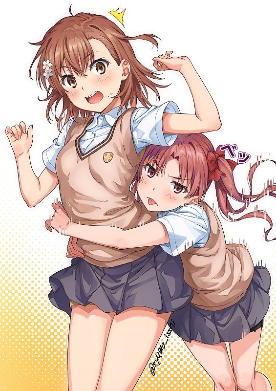misaka mikoto and shirai kuroko (toaru majutsu no index and 1 more) drawn by isshi_pyuma