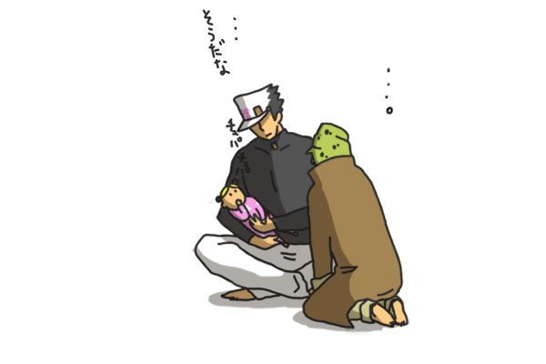 joseph joestar, kujo jotaro, and kujo jolyne (jojo no kimyou na bouken and 2 more) drawn by imoichi