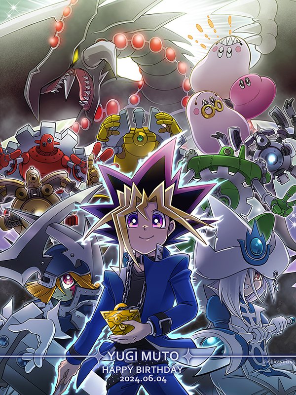silent magician, silent swordsman, marshmallon, silent magician lv4, gandora the dragon of destruction, and 8 more (yu-gi-oh! and 1 more) drawn by haku_yui_(shirayui255)