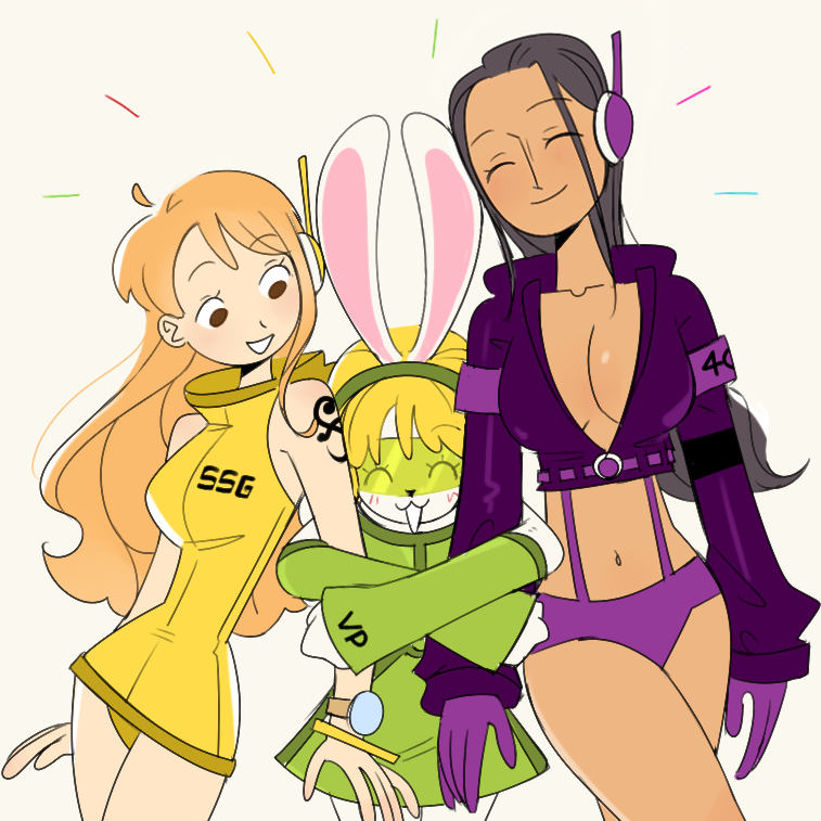 nami, nico robin, and carrot (one piece) drawn by cesel