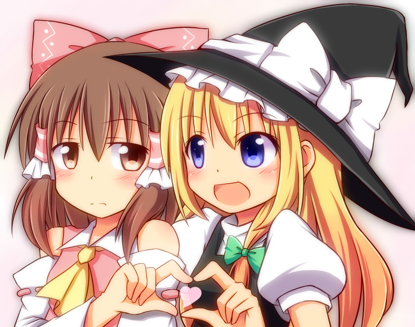 hakurei reimu and kirisame marisa (touhou) drawn by nitizyo