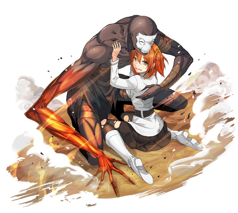 fujimaru ritsuka and hassan of the cursed arm (fate and 2 more) drawn by mepo_(raven0)