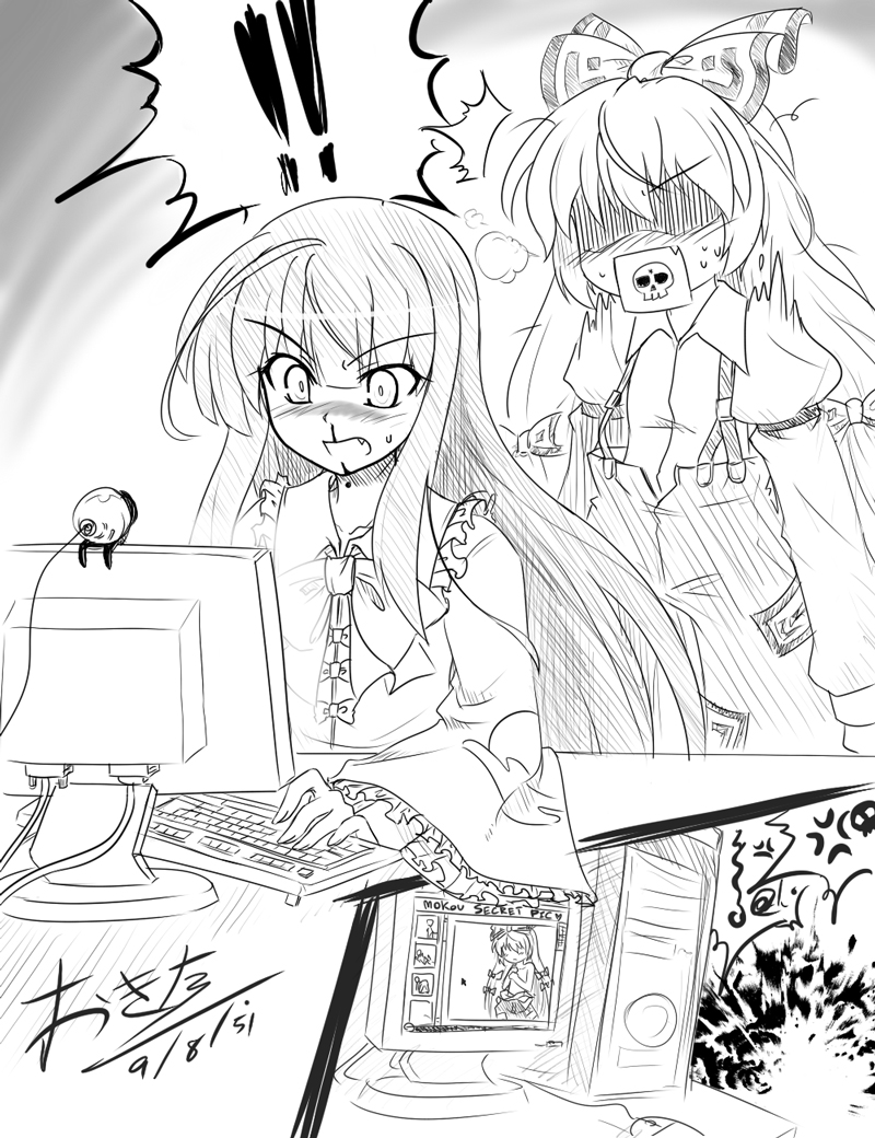 fujiwara no mokou and houraisan kaguya (touhou) drawn by okitakung