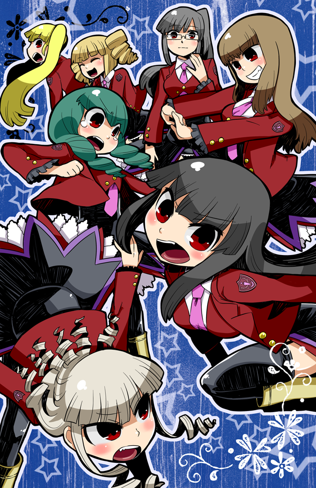 mammon, lucifer, asmodeus, beelzebub, belphegor, and 2 more (umineko no naku koro ni) drawn by etori
