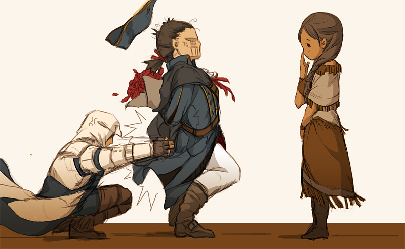 connor kenway, haytham kenway, and kaniehti:io (assassin's creed and 1 more) drawn by sunny_(mnbvjkuy)