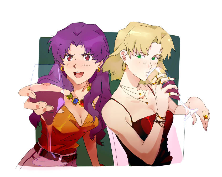 katsuragi misato and akagi ritsuko (neon genesis evangelion) drawn by ony_b
