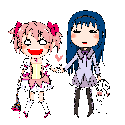 akemi homura, kaname madoka, kyubey, charlotte, and oktavia von seckendorff (mahou shoujo madoka magica) drawn by kec_ial