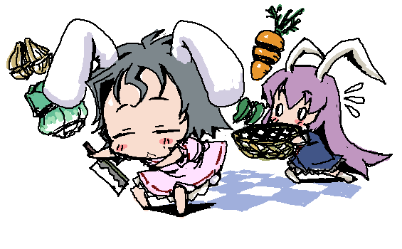 reisen udongein inaba and inaba tewi (touhou) drawn by baku_taso