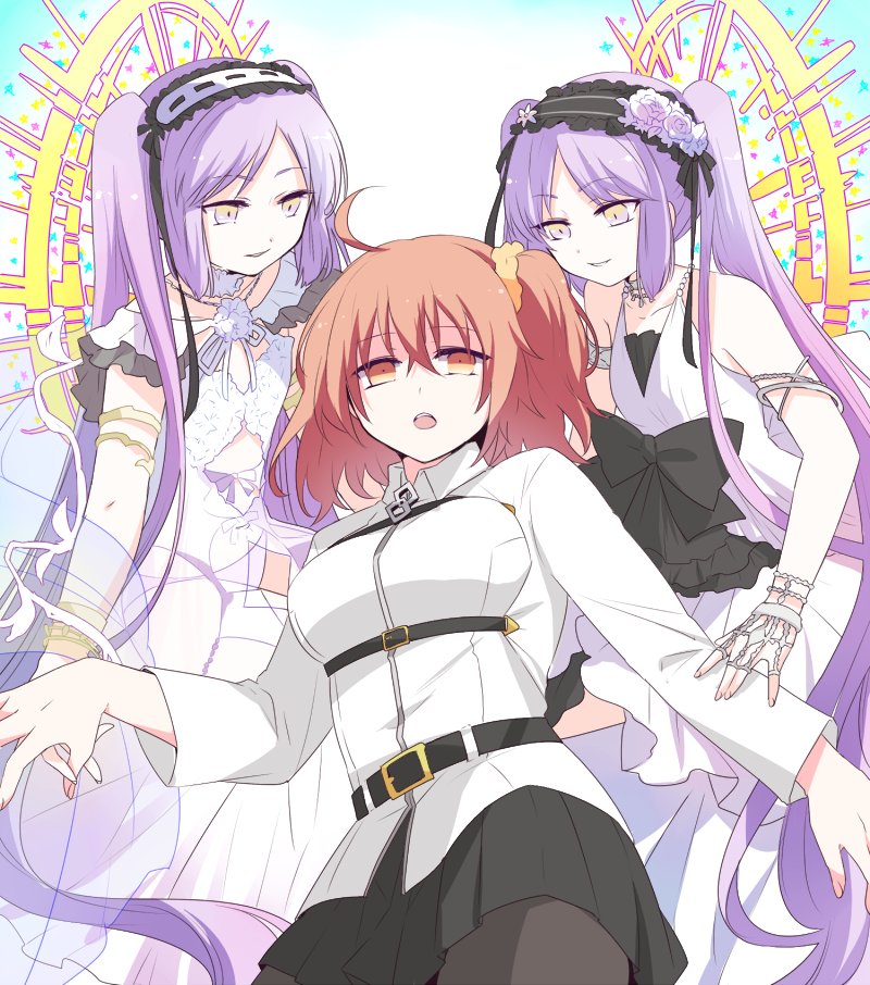 fujimaru ritsuka, euryale, and stheno (fate and 1 more) drawn by mita_(matsuri68)