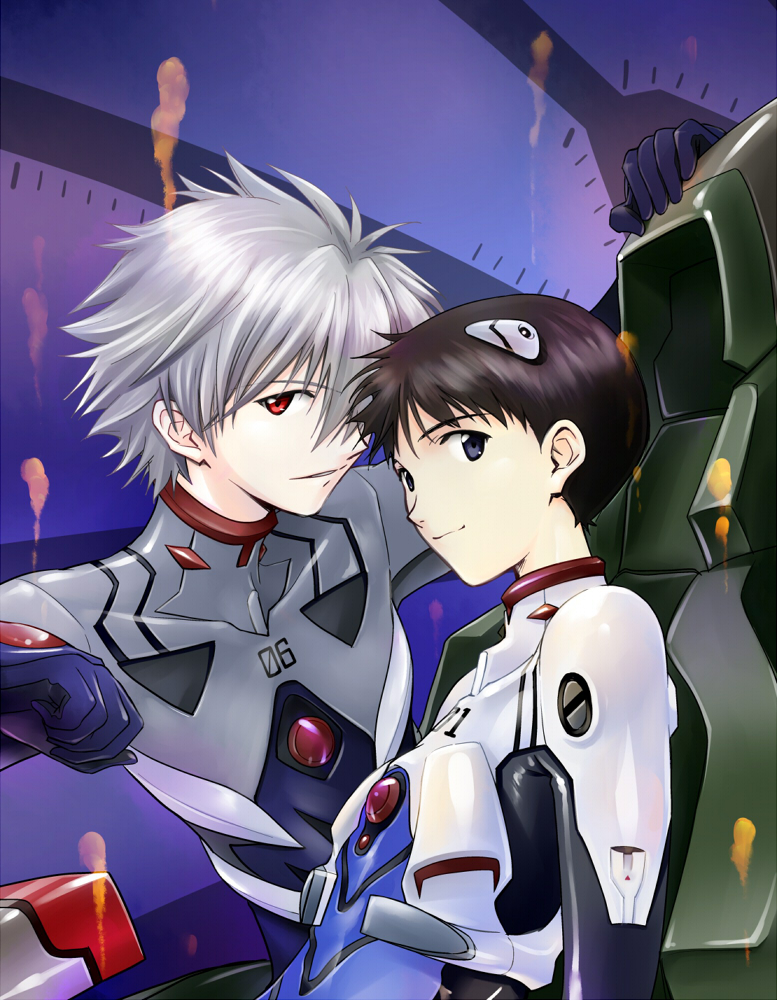 ikari shinji and nagisa kaworu (neon genesis evangelion and 2 more) drawn by satori_(mari)