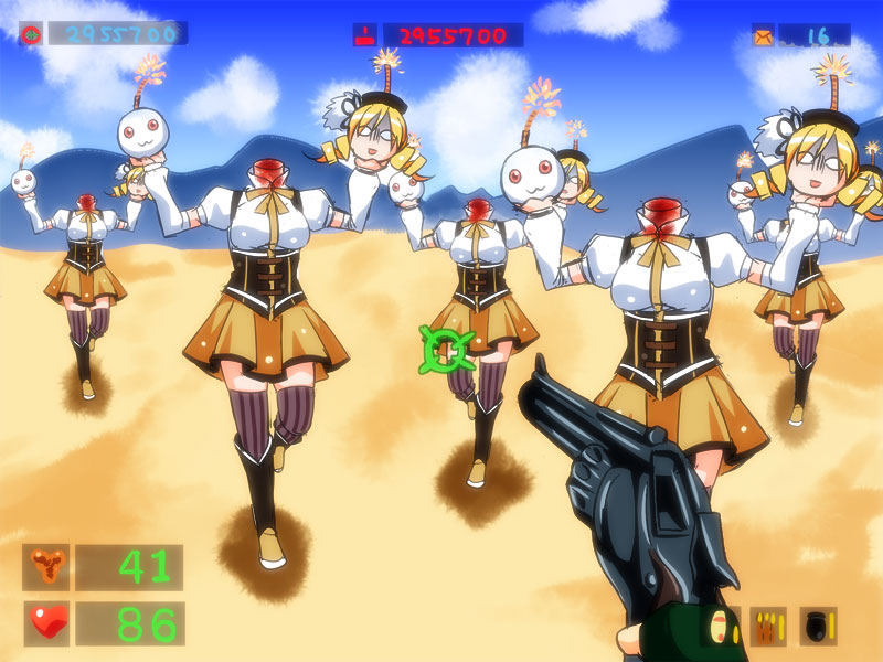 tomoe mami, kyubey, and beheaded kamikaze (mahou shoujo madoka magica and 1 more) drawn by sabano_niwatori