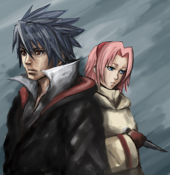 haruno sakura and uchiha sasuke (naruto) drawn by shibusun