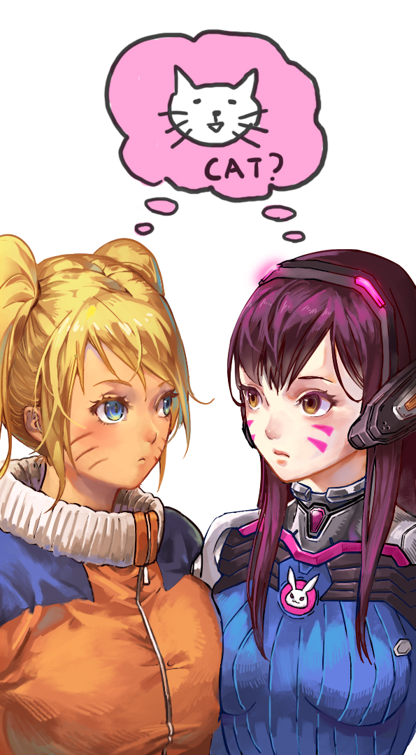 d.va, uzumaki naruto, and naruko (overwatch and 2 more) drawn by hare_(yamihuji)