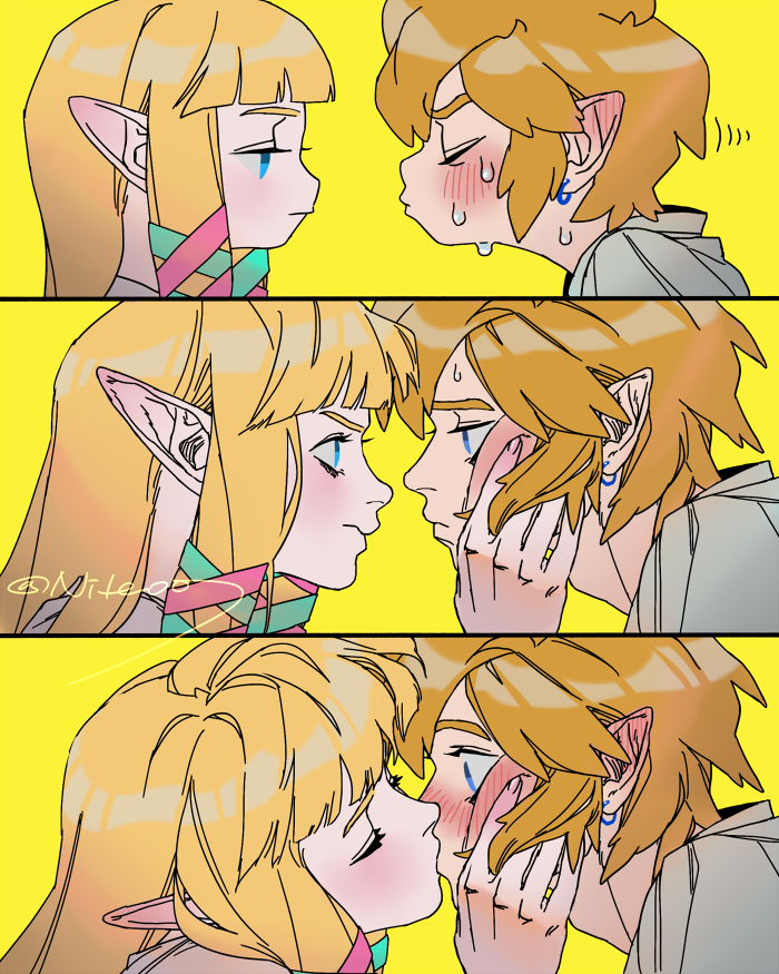 link and princess zelda (the legend of zelda and 1 more) drawn by niteo07