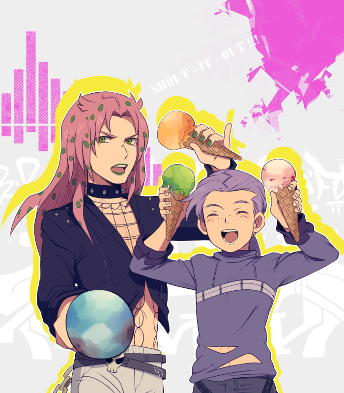 diavolo and vinegar doppio (jojo no kimyou na bouken and 1 more) drawn by morphin_e