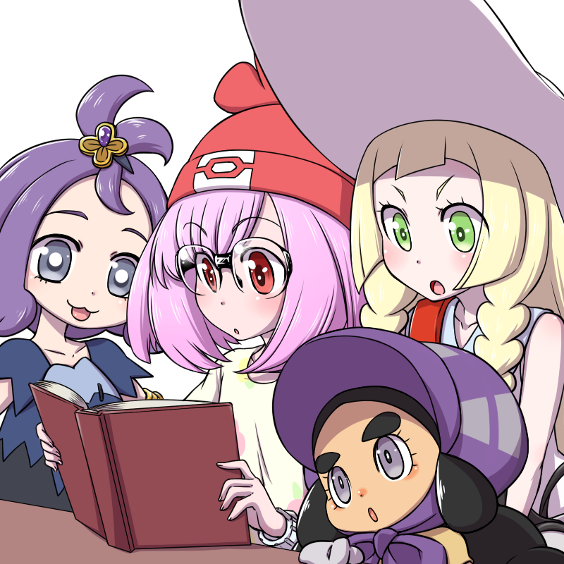 lillie, selene, acerola, and hapu (pokemon and 1 more) drawn by hanya_(hanya_yashiki)