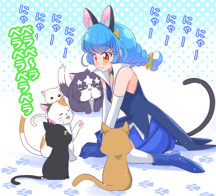 yuni and blue cat (precure and 1 more) drawn by mitumi_mira