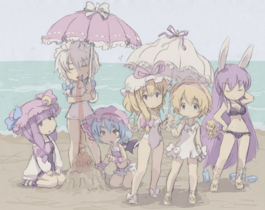 remilia scarlet, izayoi sakuya, alice margatroid, patchouli knowledge, yakumo yukari, and 2 more (touhou) drawn by oto
