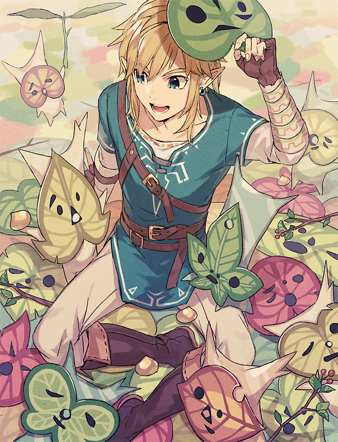 link and korok (the legend of zelda and 1 more) drawn by ebira