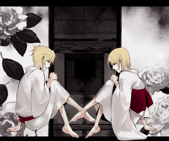 kagamine rin and kagamine len (vocaloid) drawn by koko_(oyasuminasai)