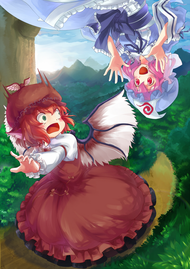 saigyouji yuyuko and mystia lorelei (touhou) drawn by kumo_ryuun