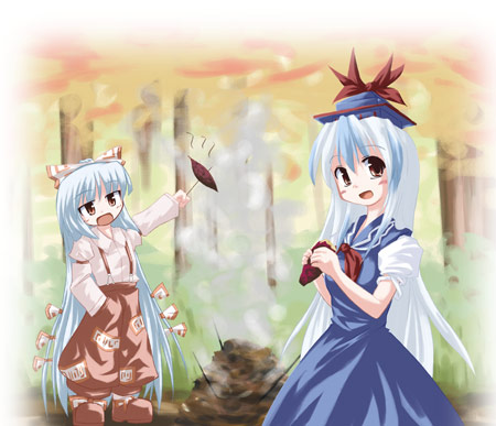 fujiwara no mokou and kamishirasawa keine (touhou) drawn by koto_(keioteo)