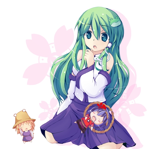 kochiya sanae, moriya suwako, and yasaka kanako (touhou) drawn by codemofel