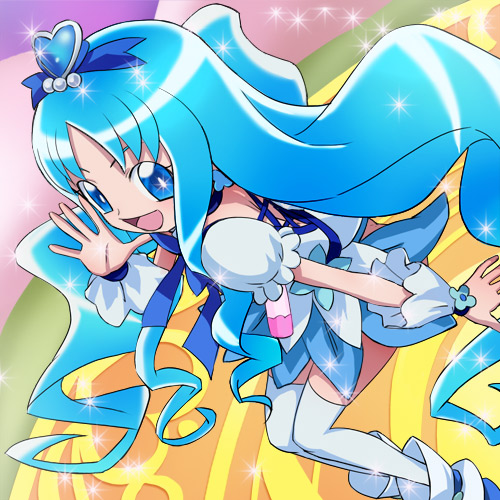kurumi erika and cure marine (precure and 1 more) drawn by haruyama_kazunori
