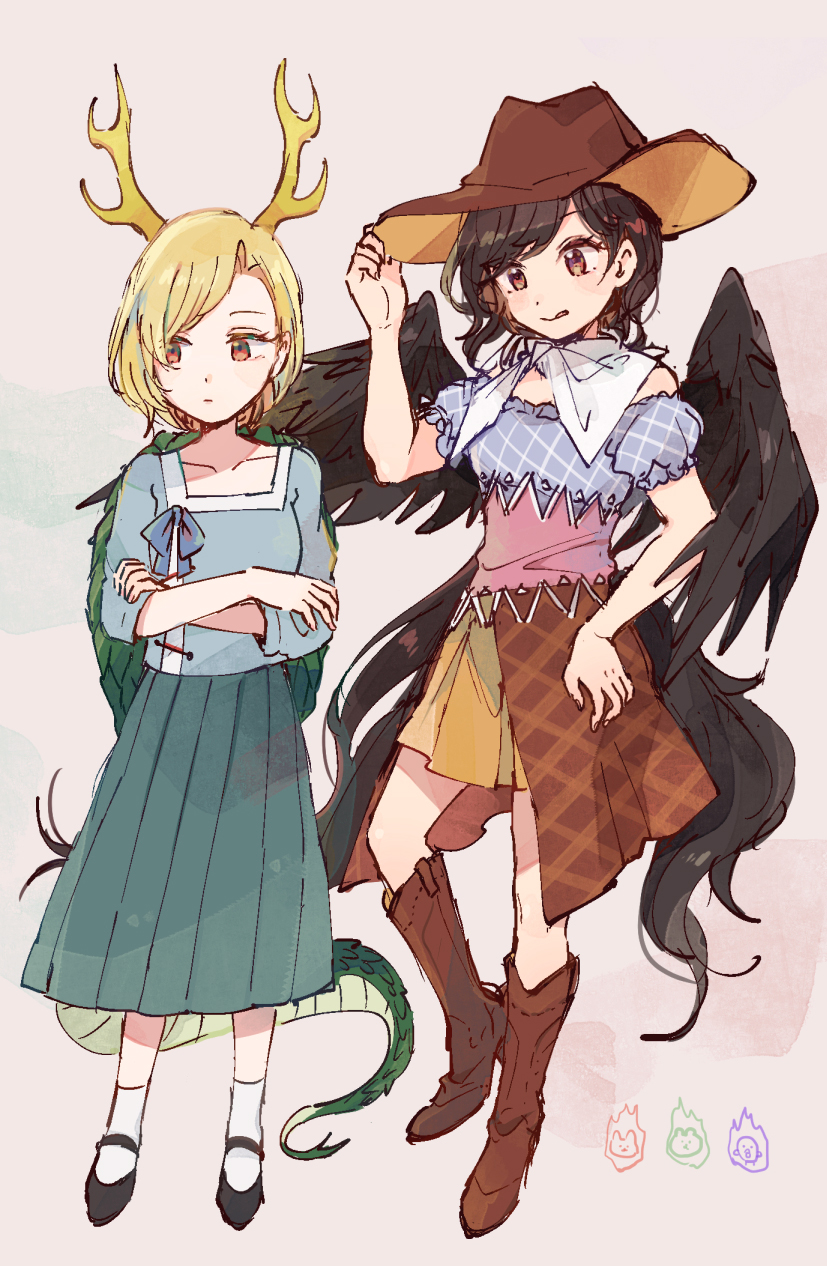 kicchou yachie, kurokoma saki, otter spirit, wolf spirit, and eagle spirit (touhou and 1 more) drawn by mozukuzu_(manukedori)