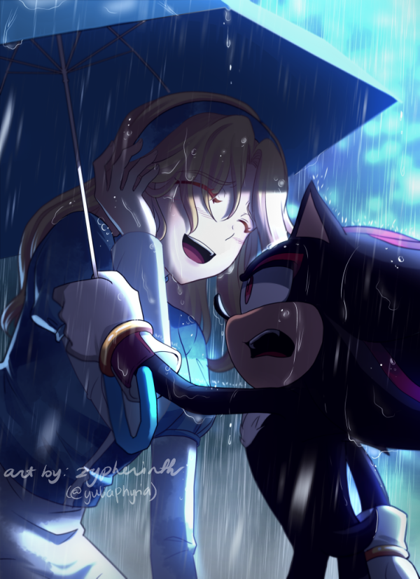 shadow the hedgehog and maria robotnik (sonic and 1 more) drawn by zypherinth