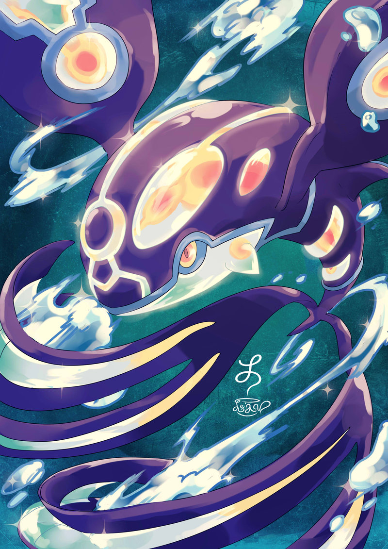 kyogre and primal kyogre (pokemon) drawn by le-av