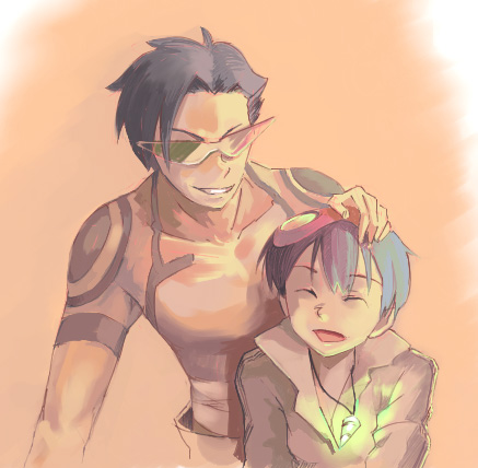 simon and kamina (tengen toppa gurren lagann) drawn by guitar_(guitars)