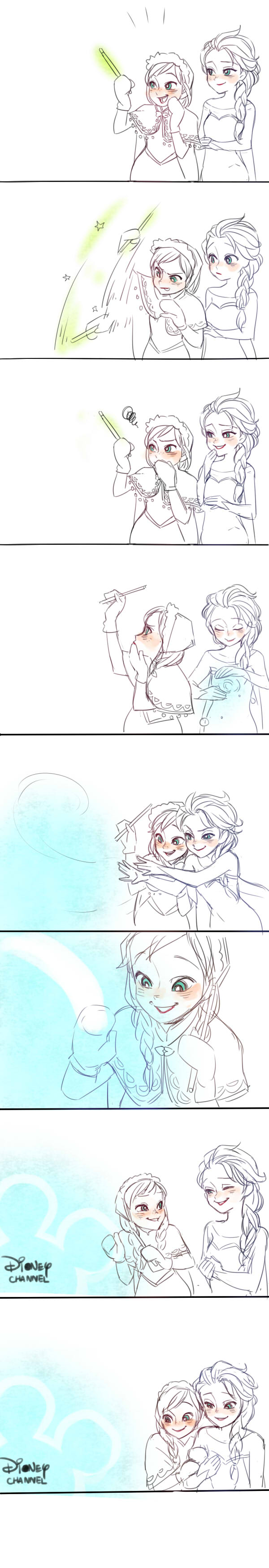 elsa and anna (frozen and 1 more) drawn by a-ka