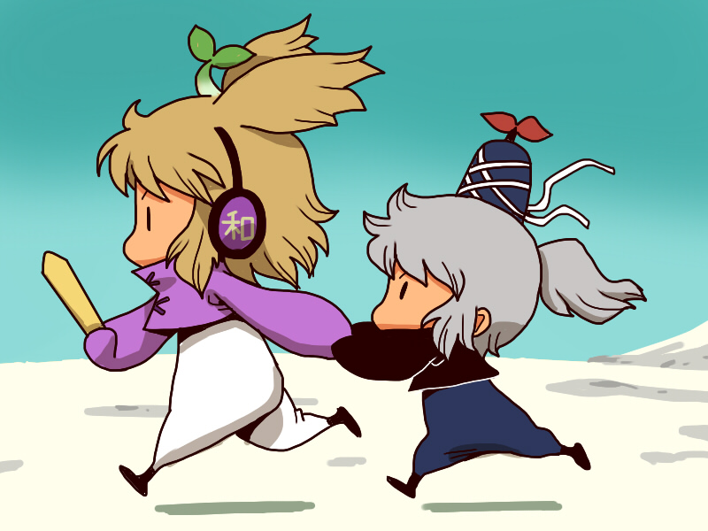 toyosatomimi no miko, mononobe no futo, and mandragora (touhou and 2 more) drawn by onikobe_rin