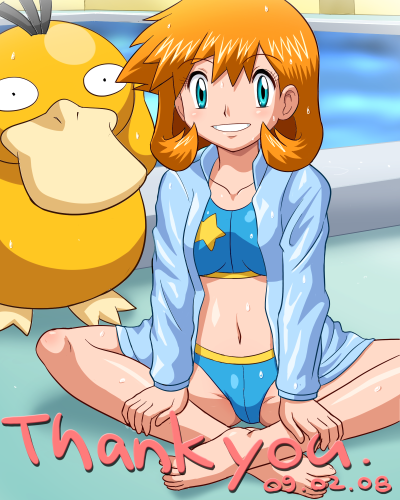 misty and psyduck (pokemon and 1 more) drawn by pokemoa