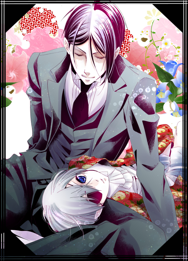 ciel phantomhive and sebastian michaelis (kuroshitsuji) drawn by naoyang02