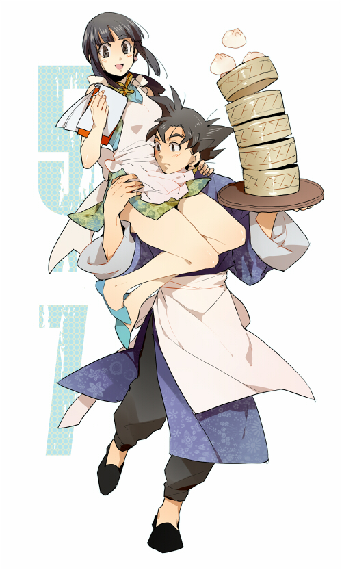 son goku and chi-chi (dragon ball and 1 more) drawn by pinki_(shounenkakuseiya)