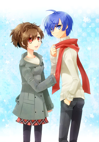 yuuki makoto and shiomi kotone (persona and 2 more) drawn by shooting428star