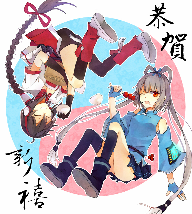 luo tianyi and yuezheng ling (vocaloid and 1 more) drawn by matako