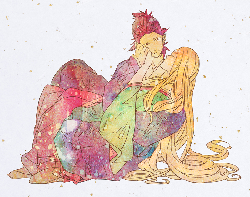 youzeiin and yasuko (chouyaku hyakunin isshu: uta koi) drawn by sentarou_(1000bon)