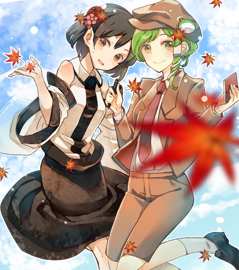 kochiya sanae and shameimaru aya (touhou) drawn by atoki