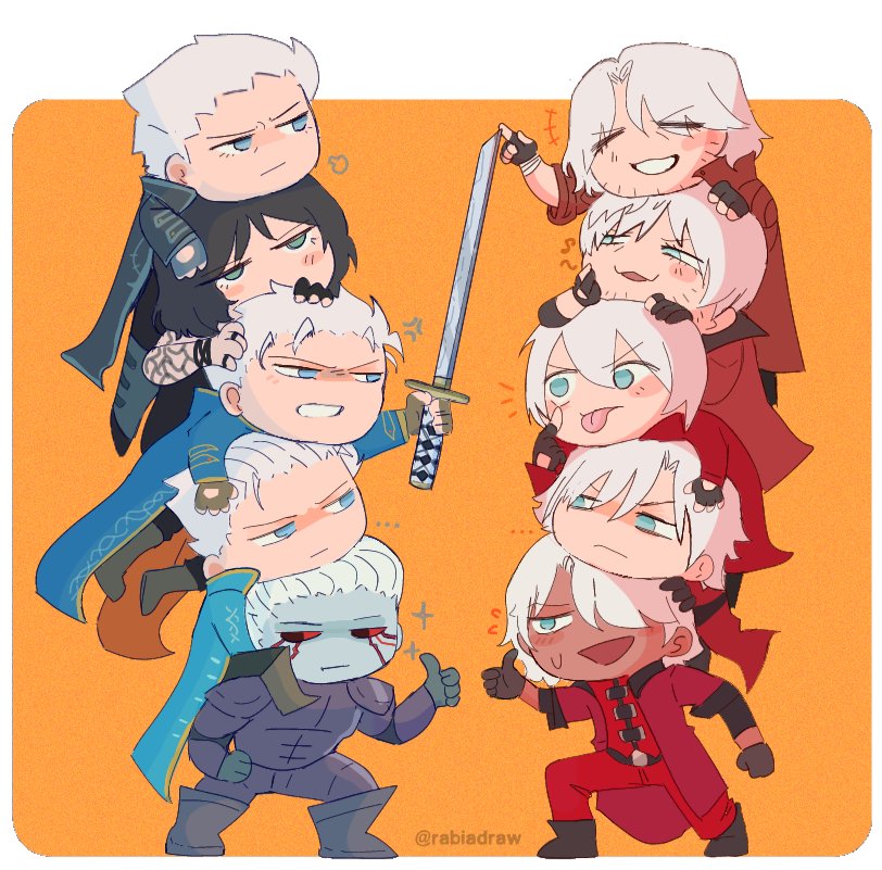 dante, vergil, v, and nelo angelo (devil may cry and 5 more) drawn by rabiadraw