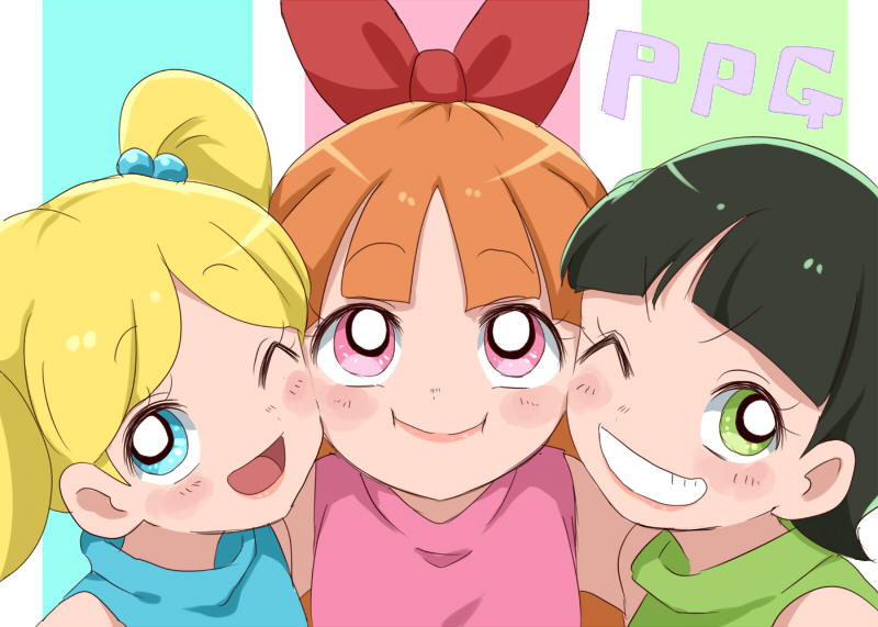 buttercup, blossom, and bubbles (powerpuff girls) drawn by nuntaso