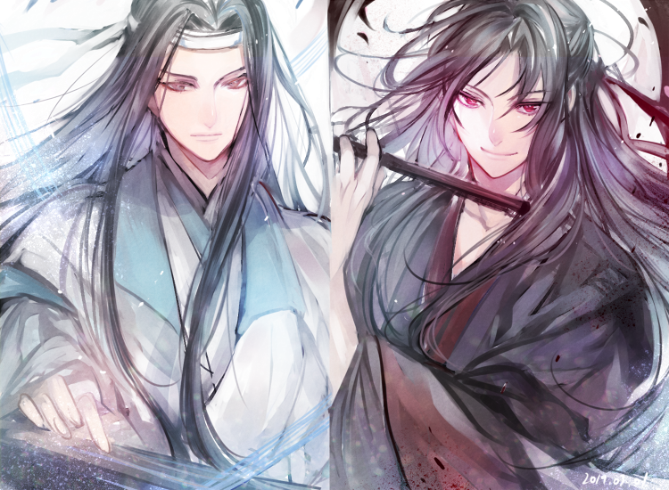 wei wuxian and lan wangji (modao zushi) drawn by rakkyhappy