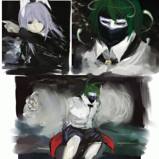 reisen udongein inaba, wriggle nightbug, big boss, and the pain (touhou and 3 more) drawn by fujikawa_daichi
