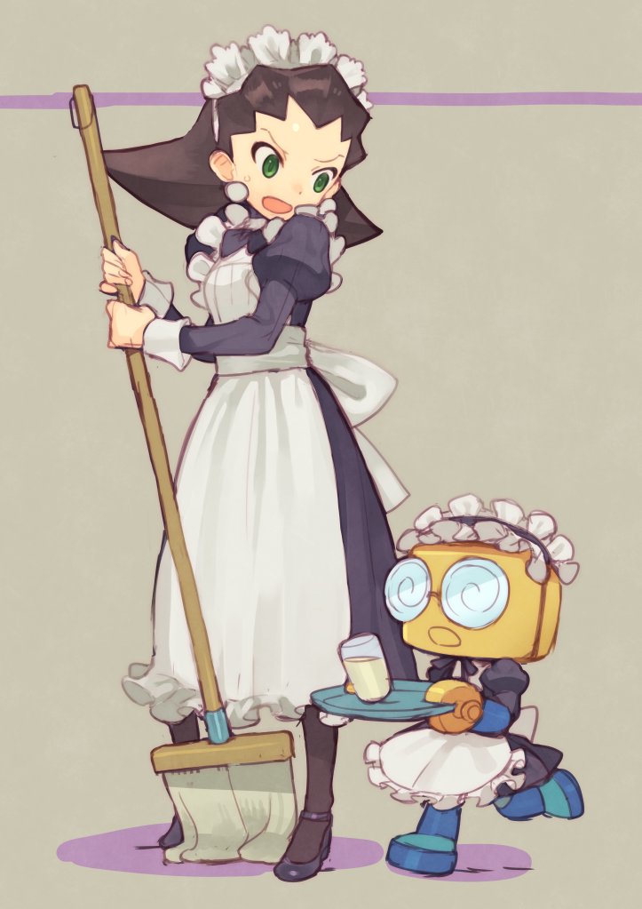 tron bonne and servbot (mega man and 1 more) drawn by kin_niku