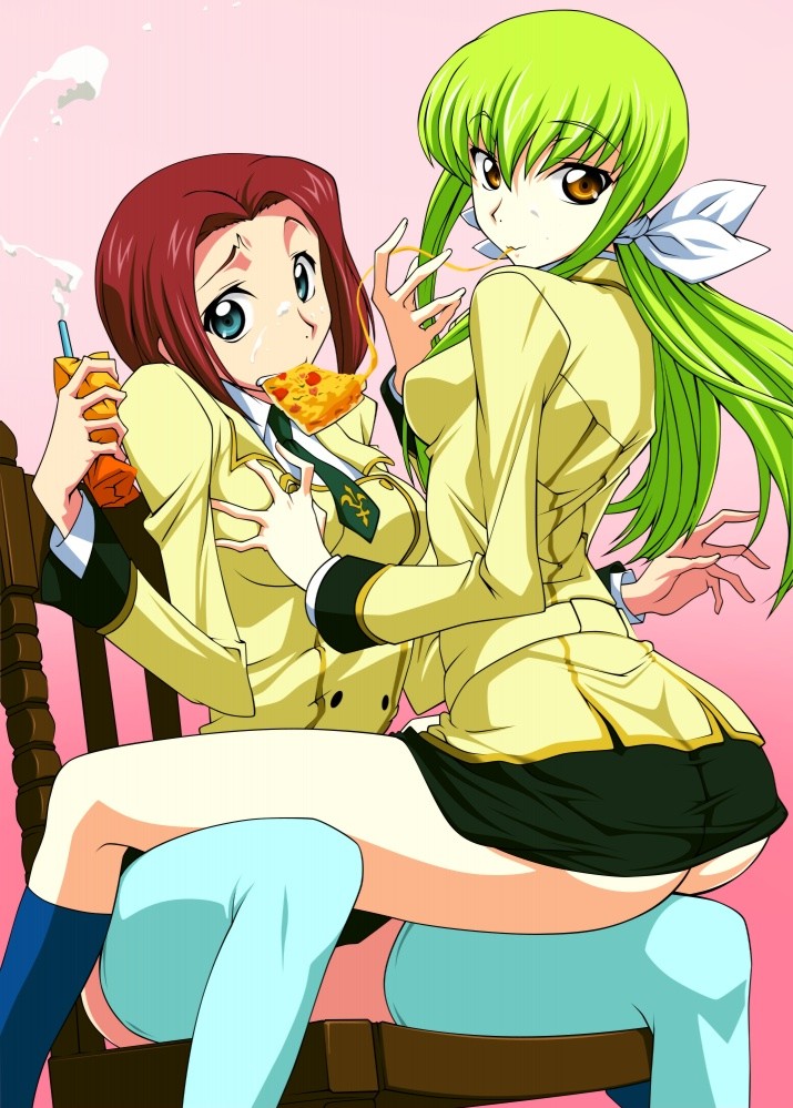 c.c. and kouzuki kallen (code geass) drawn by tabata_hisayuki