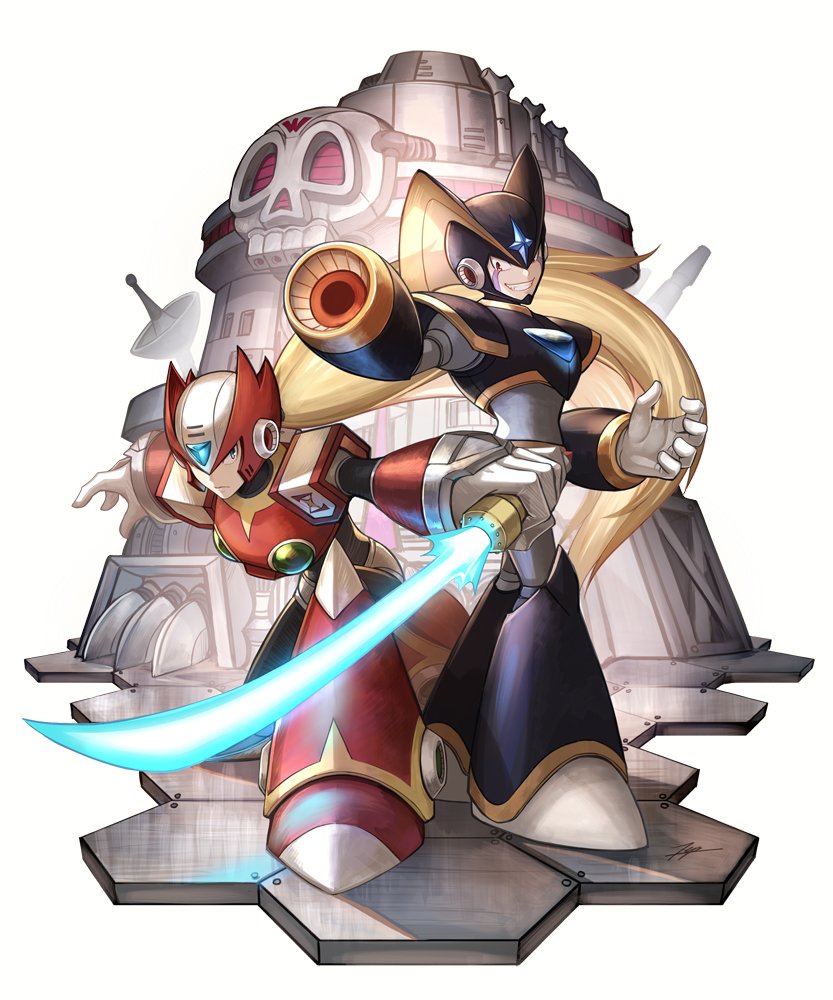 zero and bass (mega man and 1 more) drawn by tenyo0819